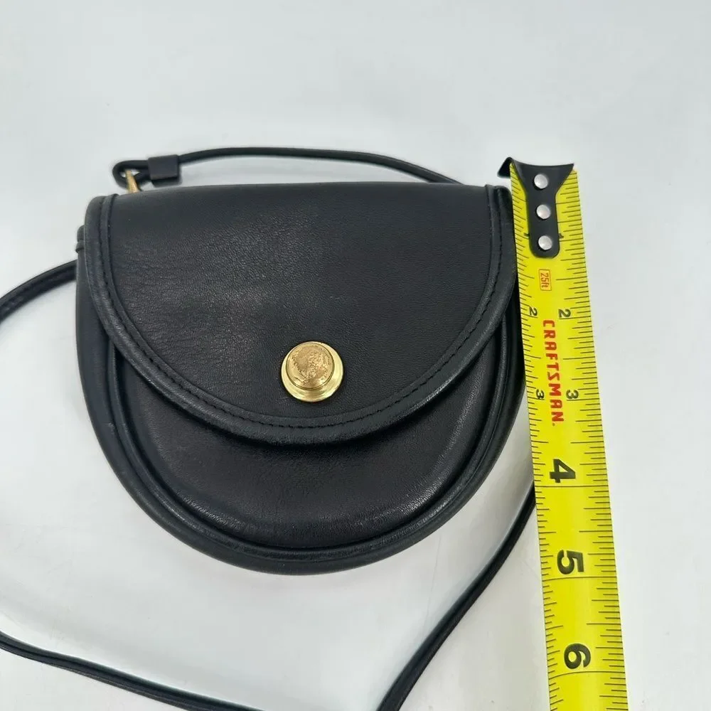 Vintage Coach Mini Crossbody Coin Purse Black Leather Turn Lock Pouch Bag